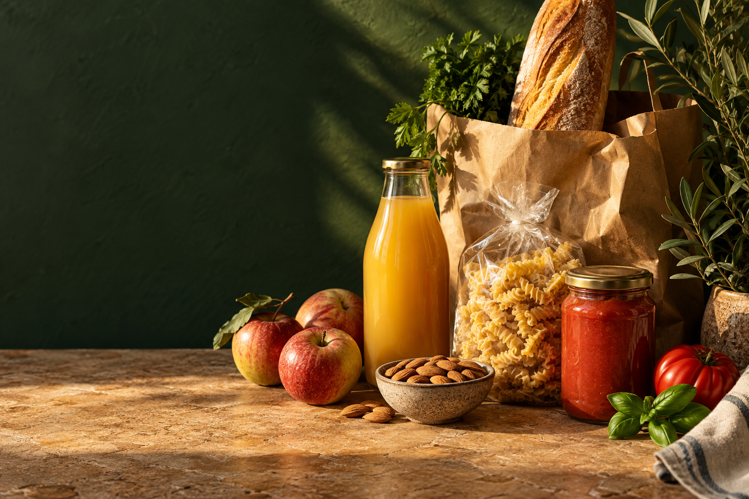 Une composition illustrée de produits d’épicerie et de provisions